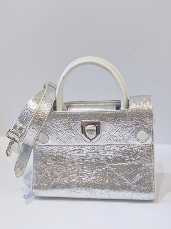 Dior Handbags - Christian Dior Silver Crinkle Leather Mini Diorever Bag